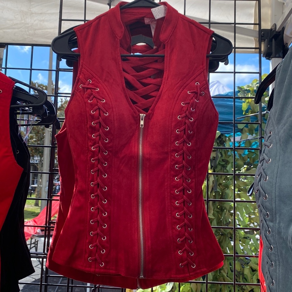 NWT zip up Corset top biker top